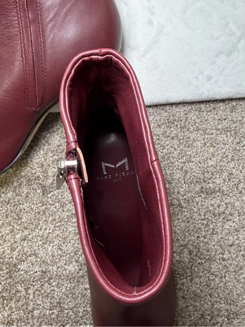 Women's Marc Fisher Burgundy Pointed Toe Block Heel Ankle Boots
